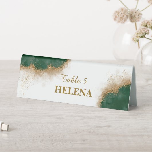 Plaque De Table Panneau de décoration Mariage Gold & Green Agate (En SItu (Tableau))