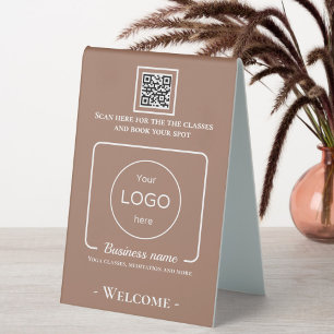 Plaque De Table Panneau de la table Yoga fitness studio logo qr co