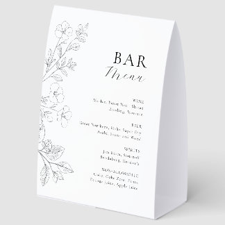 Plaque De Table Panneau de menu de boissons de bar floral minimali