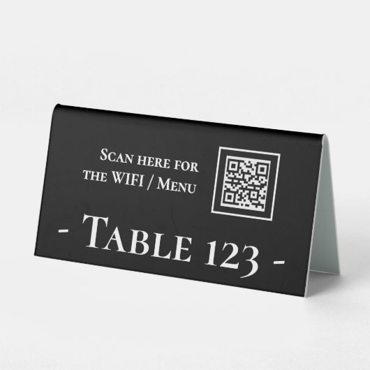 Plaque De Table Panneau de numéro de table avec code QR noir (Verso)