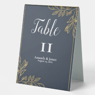 Plaque De Table Panneau de numéro de table de mariage botanique or