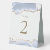 Plaque De Table panneau de numéro de table en agate bleu pastel (Verso)