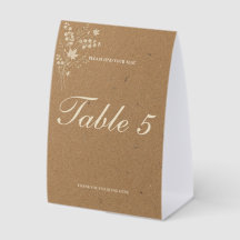 Panneau de numéro de table vertical Lunaria Kraft
