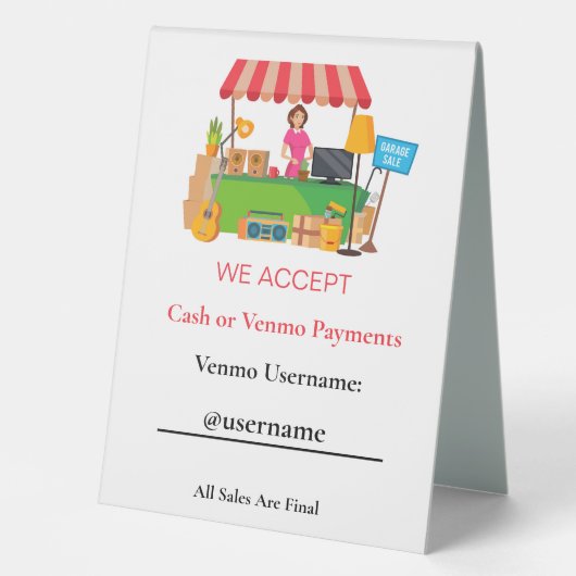 Plaque De Table Panneau de paiement de la vente de garage ou de tr (Recto)