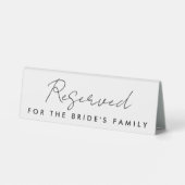 Plaque De Table Panneau de réservation de mariage à script minimal (Verso)