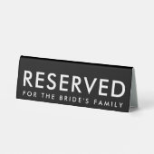 Plaque De Table Panneau de réservation de mariage minimal noir et (Verso)