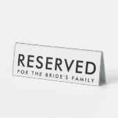 Plaque De Table Panneau de réservation de mariage minimal noir et  (Verso)