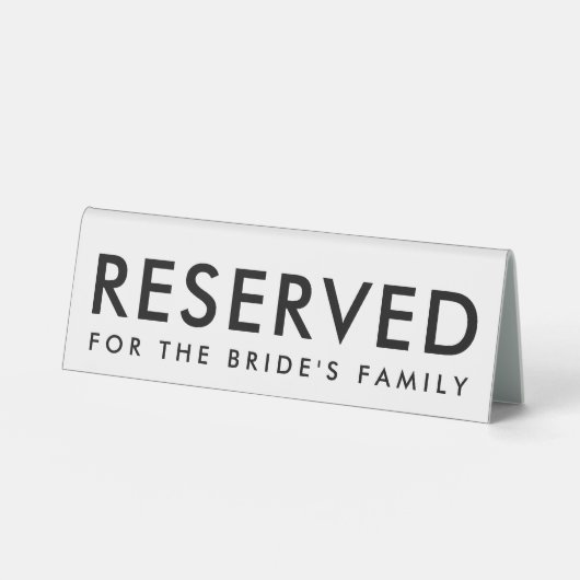 Plaque De Table Panneau de réservation de mariage minimal noir et  (Recto)