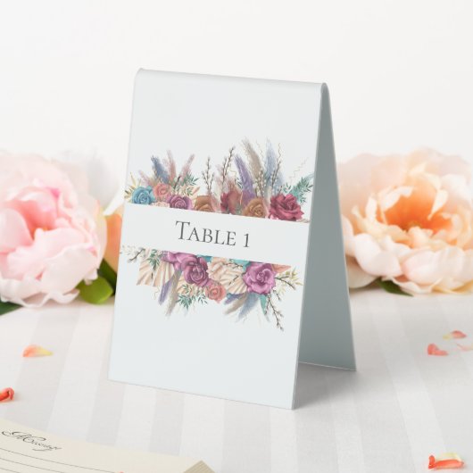 Plaque De Table Panneau de table de mariage élégant floral boho (In SItu (Mariage))