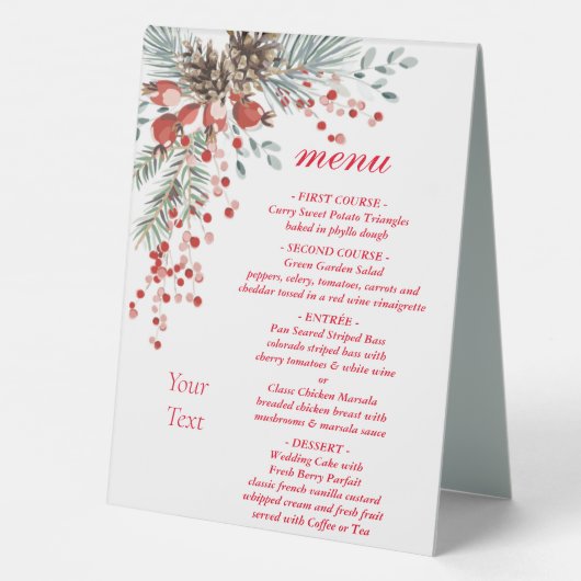 Plaque De Table Panneau de table de Noël avec menu (Verso)