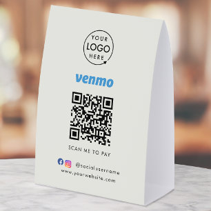 Plaque De Table Panneau de table de paiement Venmo Code QR Scan