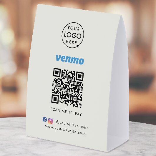 Plaque De Table Panneau de table de paiement Venmo | Code QR Scan