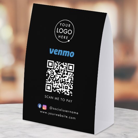 Plaque De Table Panneau de table de paiement Venmo | Scannez le co