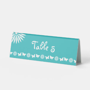 Plaque De Table Panneau de table en turquoise avec des marguerites