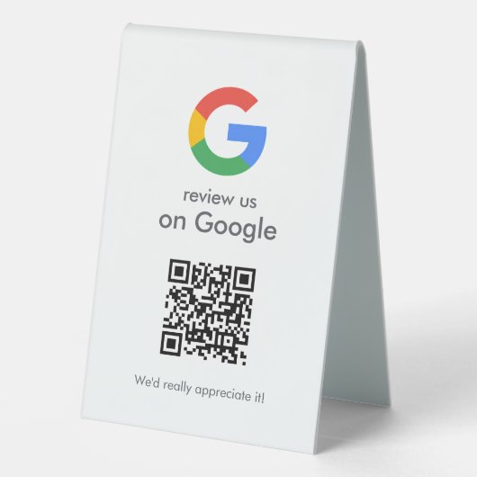 Plaque De Table Panneau de table Google Reviews | Socle de code QR (Verso)