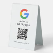 Plaque De Table Panneau de table Google Reviews | Socle de code QR (Recto)
