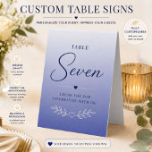 Plaque De Table Panneau de table personnalisé pour événement Blue