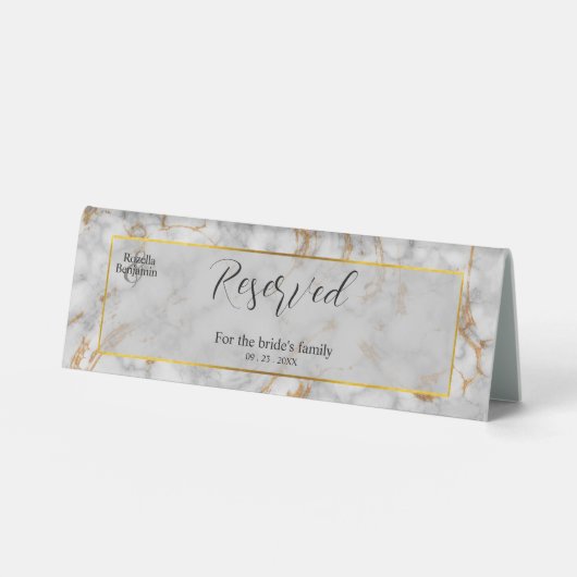 Plaque De Table Panneau de table réservé simple en marbre gris pou (Recto)