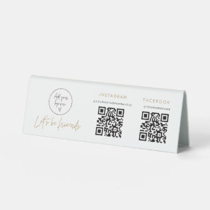 Plaque De Table Panneau de tente de code QR de médias sociaux