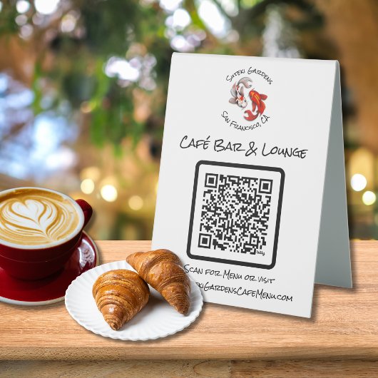 Plaque De Table Panneau de tente de menu de café avec code QR | Po