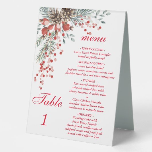 Plaque De Table Panneau de tente de Noël avec menu (Recto)