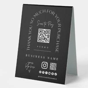 Plaque De Table Panneau de tente de table de code QR de paiement m