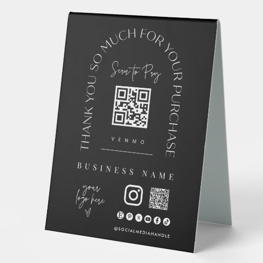 Plaque De Table Panneau de tente de table de code QR de paiement m (Recto)