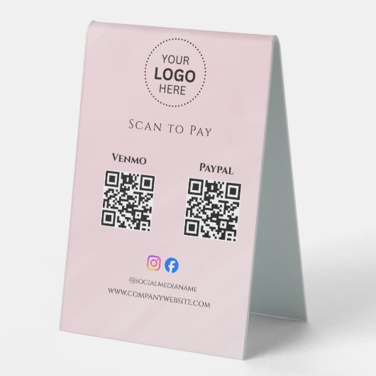 Plaque De Table Panneau de tente de table de paiement QR Code Mobi (Recto)
