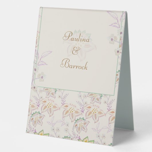 Plaque De Table panneau de tente de table fleurie (Recto)