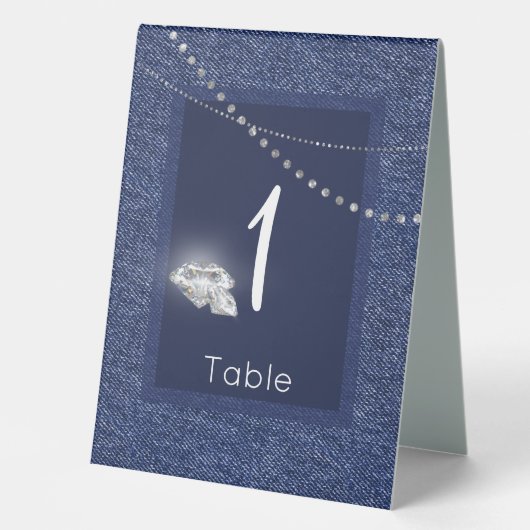 Plaque De Table Panneau de tente Denim et diamants (Recto)