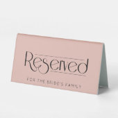 Plaque De Table Panneau de tente du Mariage rose Réservé (Verso)