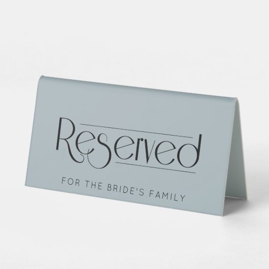 Plaque De Table Panneau de tente Dusty Blue Mariage Réservé (Verso)