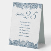 Plaque De Table Panneau de tente en dentelle bleu et blanc (Recto)