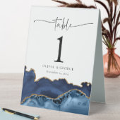 Plaque De Table Panneau de tente Mariage de la table d'âge bleu or (En SItu (Tableau))