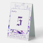 Plaque De Table Panneau de tente Mariage Violets élégants (Verso)
