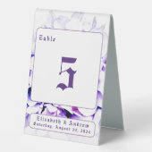 Plaque De Table Panneau de tente Mariage Violets élégants (Recto)