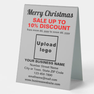 Plaque De Table Panneau de vente de Noël d'affaires sur table gris