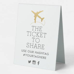 Plaque De Table Panneau du Hashtag de la partie de voyage Gold Pla