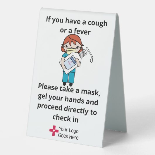 Plaque De Table Panneau Gel et Masque du bureau de la clinique (Verso)