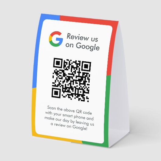 Plaque De Table Panneau Google Avis pour table | Présentoir QR Cod (Recto)