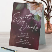 Plaque De Table Panneau Mariage foncé + Moody Rustic Floral Menu (En SItu (Tableau))