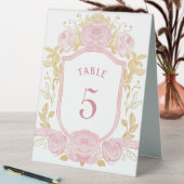 Plaque De Table Panneau Numéro de la table de crête Rose aquarelle (En SItu (Tableau))