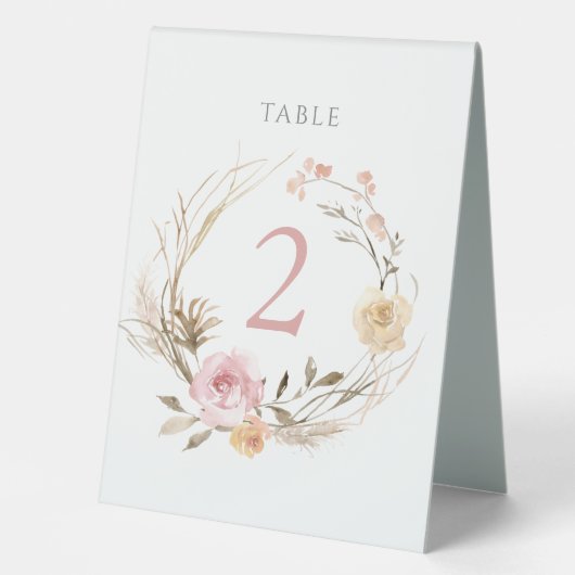 Plaque De Table panneau numéro de table couronne florale (Recto)