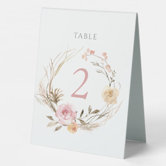 Plaque De Table panneau numéro de table couronne florale (Verso)