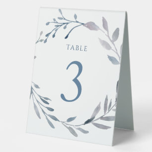 Plaque De Table panneau numéro trois table en aquarelle bleu pouss