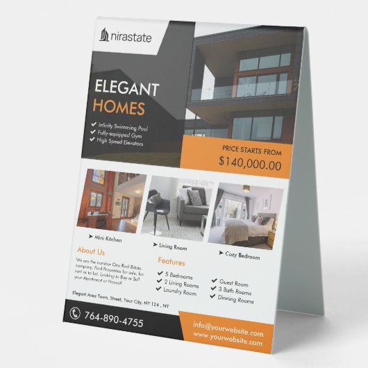 Plaque De Table Panneau Pedesto Personnalisé Immobilier (Recto)