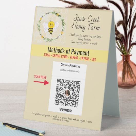 Plaque De Table Panneau Personnaliser la paie ici| Acheter du miel (En SItu (Tableau))