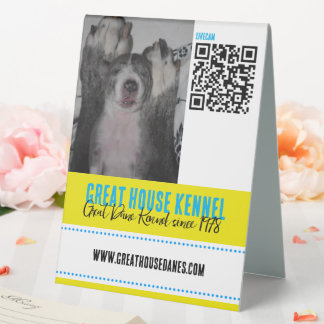 Plaque De Table Panneau promotionnel code QR de l'élevage de Dogue