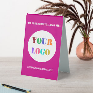 Plaque De Table Panneau Texte du logo de l'entreprise personnalisé