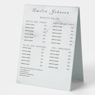 Plaque De Table Panneaux de liste de prix élégants avec monogramme